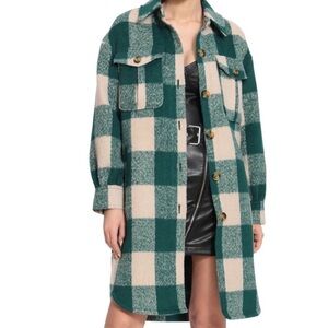 Avec Les Filles Longline Buffalo Checkered Coat